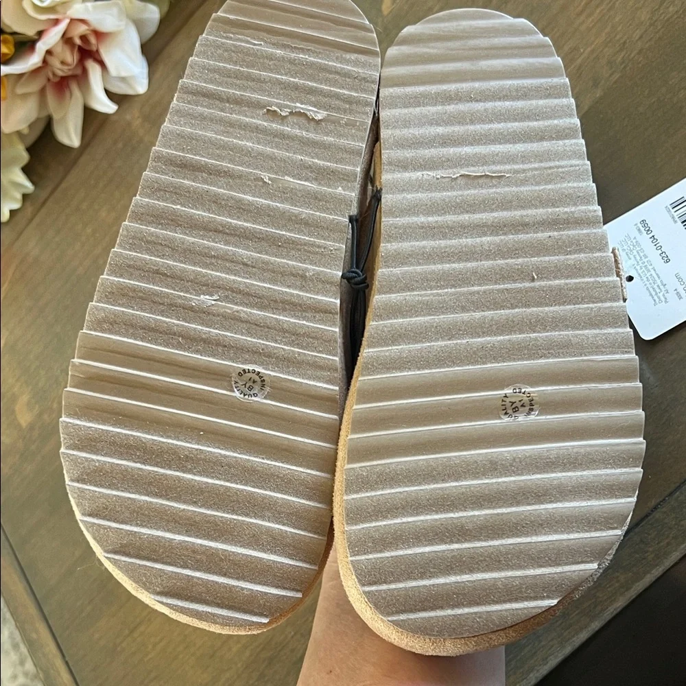 Kids Faux-Suede Slip-On Clogs with Plush Lining — Light Tan